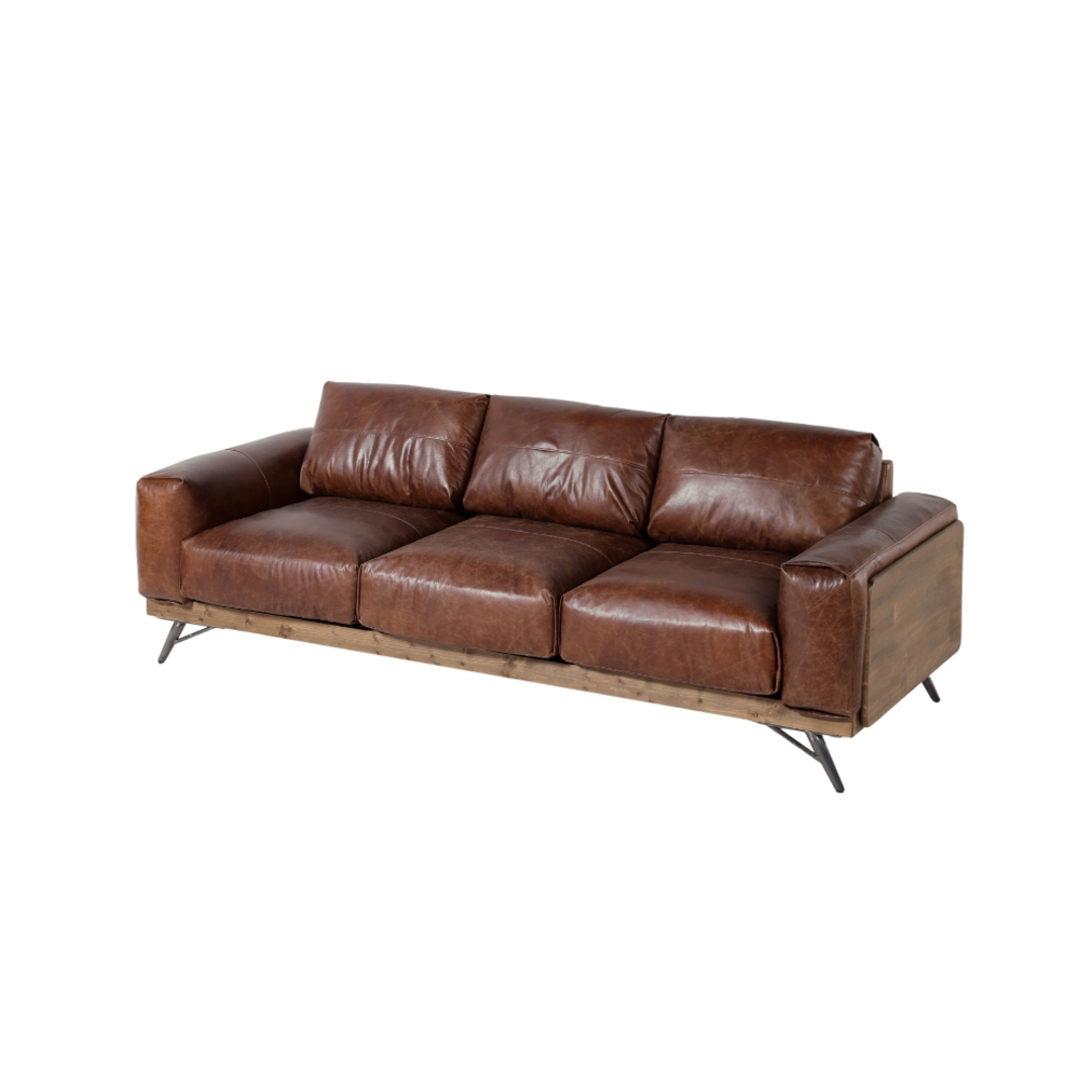 Picaso 3 Seater Leather Sofa - Expresso image 0